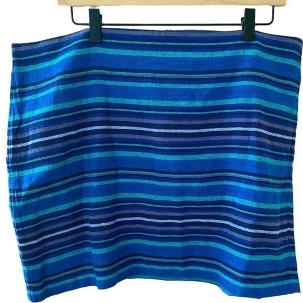 Gap women’s Stripe Mini Skirt Blue Purple Cotton Boho Mexican Blanket 16 New